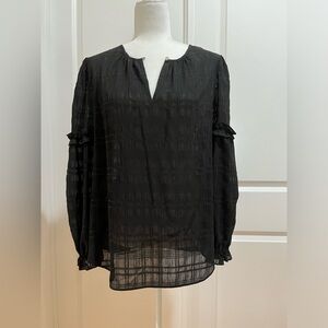 TOMMY HILFIGER NWT Women’s Black Ruffle sleeve Blouse. Size M